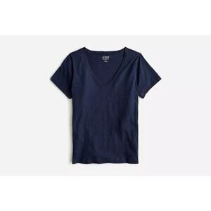 J.Crew Women's “Vintage Cotton" V-Neck Worn Look T-Shirt In Blue Sz L